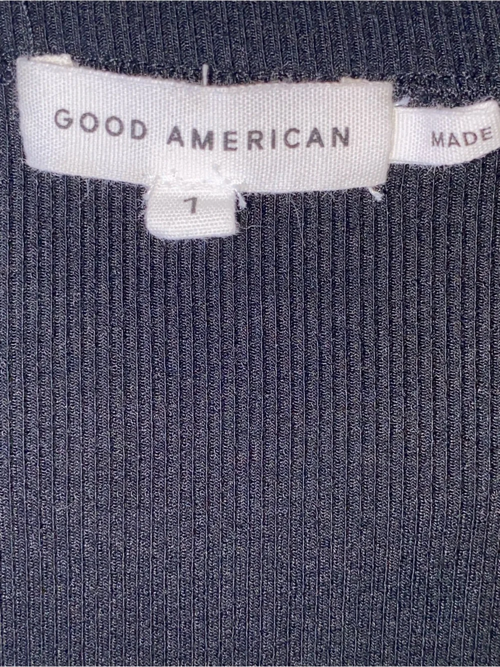 Good American‎ Black Ribbed V-Neck Short Sleeve Henley Top Cardigan